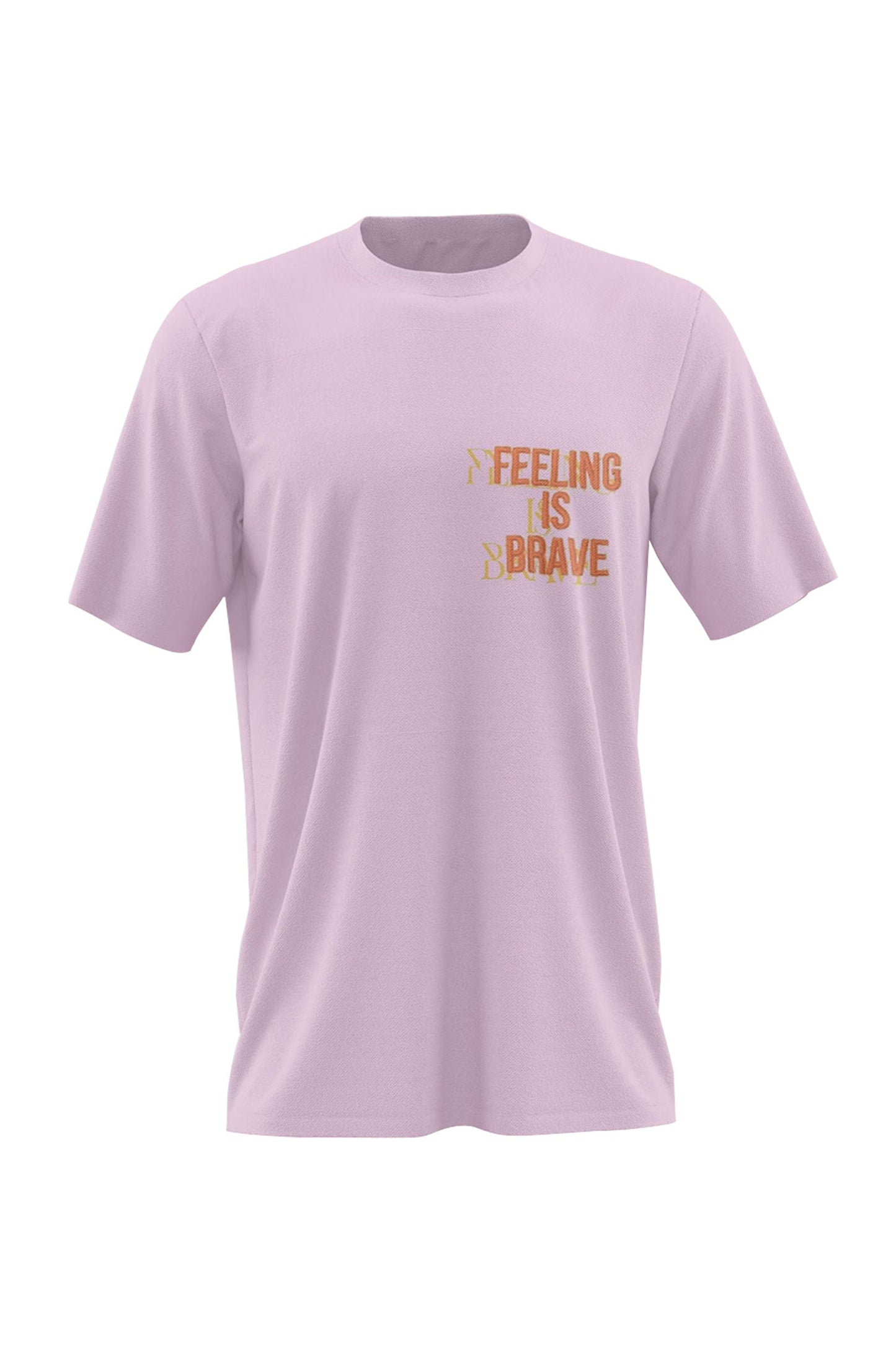 Stylera light pink crew neck t shirt with Feeling Is Brave chest print women's skinny fit top