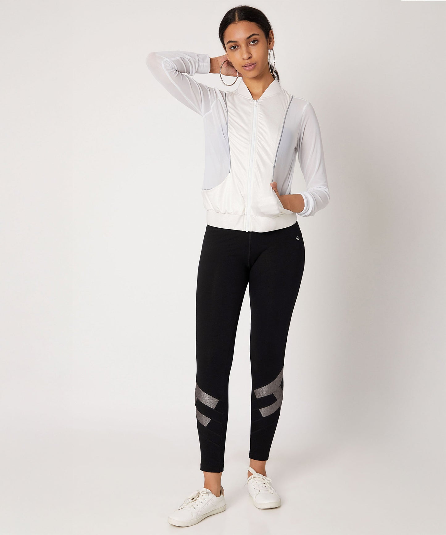 Black High Waisted Leggings With a Metallic Touch