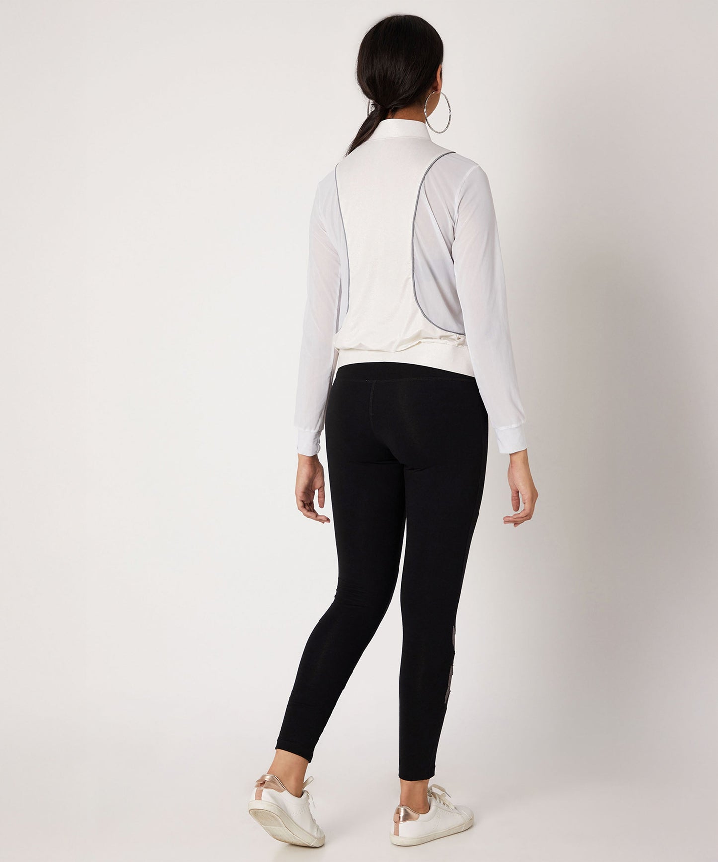 Black High Waisted Leggings With a Metallic Touch