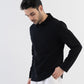 Ottoman Rib Knit Polo in Matt Black
