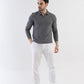 Ottoman Rib Knit Polo in Ash Grey