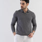 Ottoman Rib Knit Polo in Ash Grey