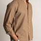 Kyoto Linen Mandarin Shirt in Mocha Dust