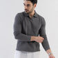 Ottoman Rib Knit Polo in Ash Grey