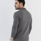 Ottoman Rib Knit Polo in Ash Grey