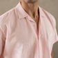 Botanic Bloom Box-Fit Embroidered Linen Shirt in Pearl Pink