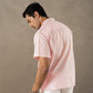 Botanic Bloom Box-Fit Embroidered Linen Shirt in Pearl Pink