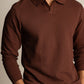 Ottoman Rib Knit Polo in Deep Brown