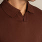 Ottoman Rib Knit Polo in Deep Brown