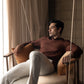 Ottoman Rib Knit Polo in Deep Brown