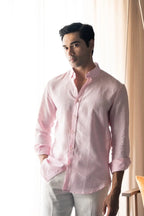 Men's Linen Soft Touch Frosty Pink Shirt Vellure