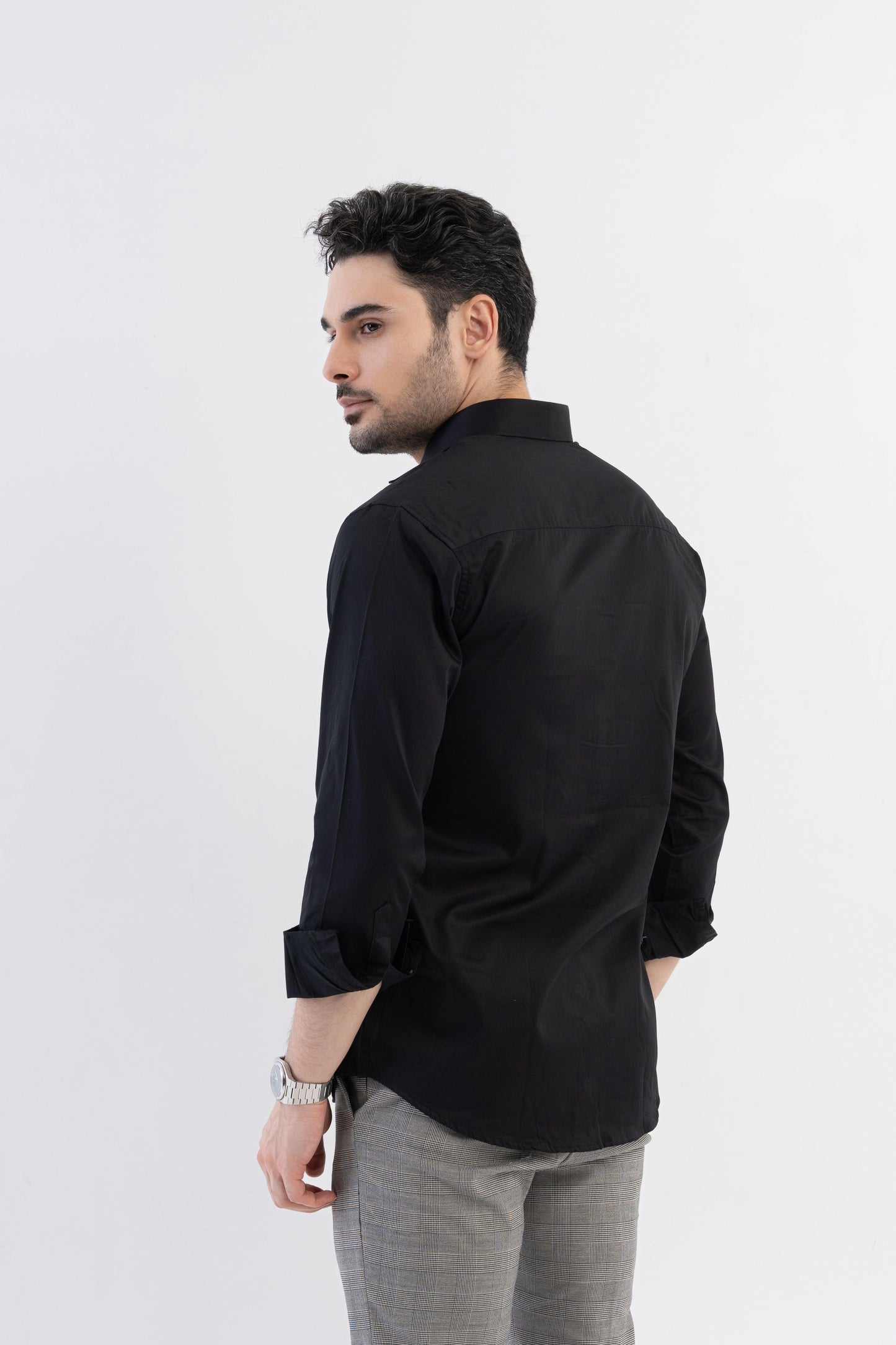 Solid Giza Satin Jet Black