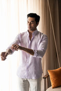 Men's Linen Soft Touch Frosty Lilac Shirt Vellure