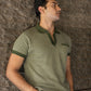 Jacquard Knit Polo in Moss Matrix