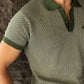 Jacquard Knit Polo in Moss Matrix