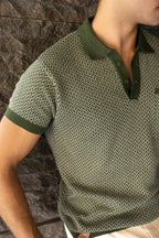 Men's Jacquard Knit Moss Matrix Polo Vellure