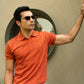 Johnny-Collar Knit Polo in Tuscan Terra