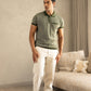Jacquard Knit Polo in Moss Matrix