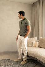 Men's Jacquard Knit Moss Matrix Polo Vellure