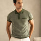 Jacquard Knit Polo in Moss Matrix