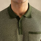 Jacquard Knit Polo in Moss Matrix