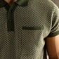 Jacquard Knit Polo in Moss Matrix