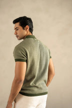 Men's Jacquard Knit Moss Matrix Polo Vellure