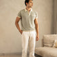 Jacquard Knit Polo in Ivory Matrix