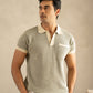 Jacquard Knit Polo in Ivory Matrix