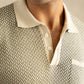 Jacquard Knit Polo in Ivory Matrix