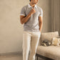 Mercerised Jacquard Polo in Ash Grey