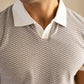 Mercerised Jacquard Polo in Ash Grey