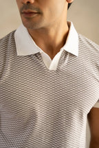 Men's Mercerised Jacquard Ash Grey Polo Vellure