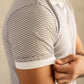 Mercerised Jacquard Polo in Ash Grey