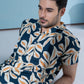 Coastline Hemp Cuban Shirt in Sunset Navy