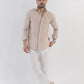 100% Linen Soft Touch Relaxed Fit shirt in Oatmeal Beige