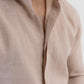 100% Linen Soft Touch Relaxed Fit shirt in Oatmeal Beige