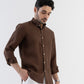 100% Linen Soft Touch Pecan Brown Shirt