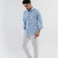 Conquest Baby Blue Linen Blend Shirt