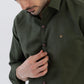 Conquest Olive Green Linen Blend Shirt