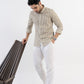 The Monaco Linen Striped Shirt in Sage Green