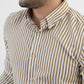 The Monaco Linen Striped Shirt in Sage Green