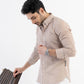 The Monaco Linen Striped Shirt in Pecan Brown