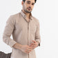 The Monaco Linen Striped Shirt in Pecan Brown