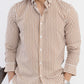 The Monaco Linen Striped Shirt in Pecan Brown