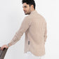 The Monaco Linen Striped Shirt in Pecan Brown