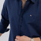 Conquest Navy Linen Blend Shirt