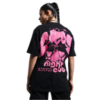 Night Club Round Neck Printed Black T-Shirt FLYAF