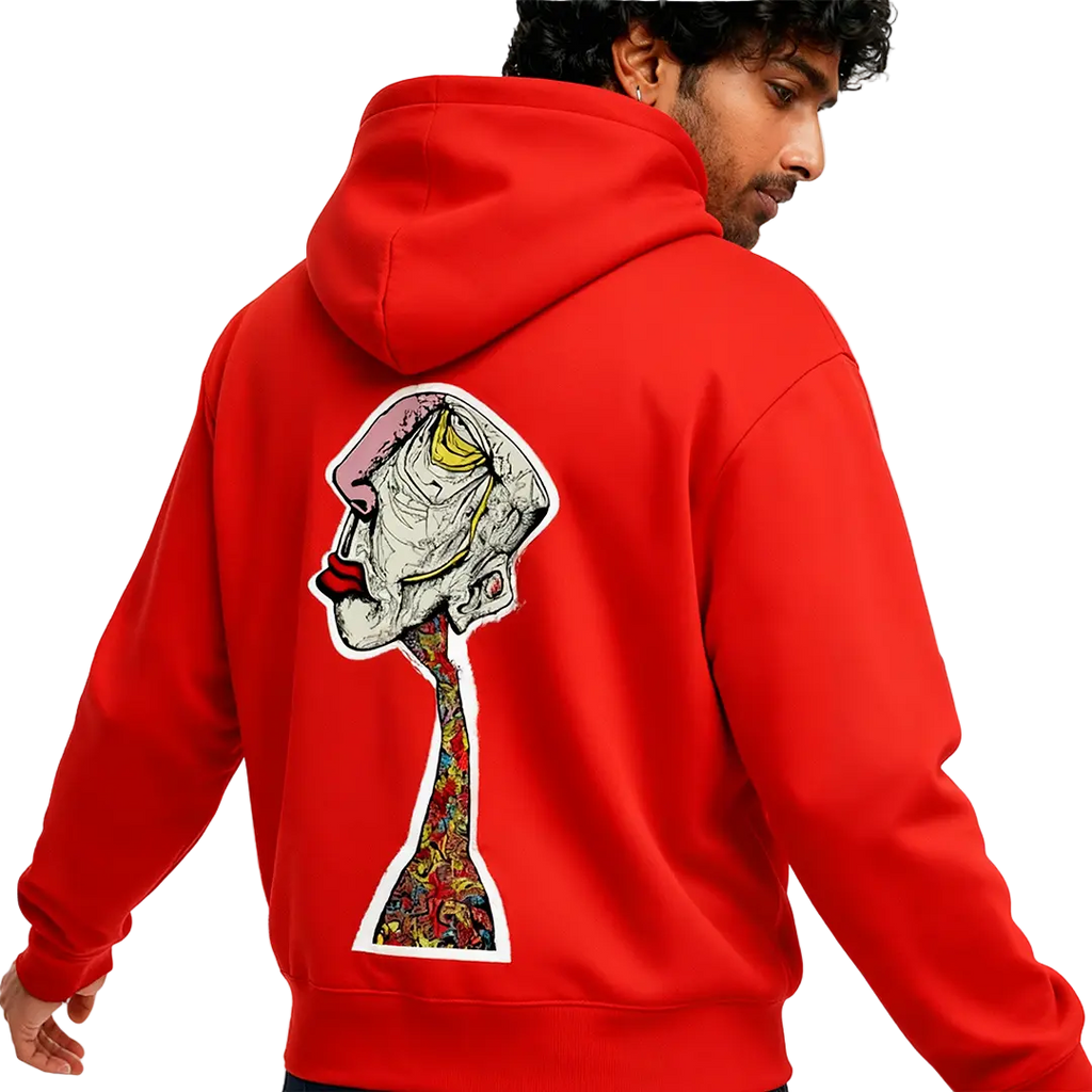 Enigma Gaze Printed Red Hoodie FLYAF