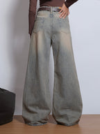 80s Dust Blue Washed Super Wide Leg Jeans